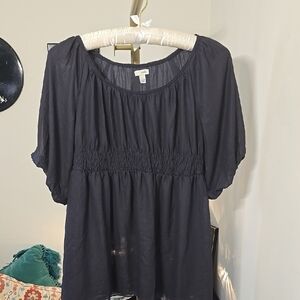 Odille Smocked Empire Waist Peasant Top